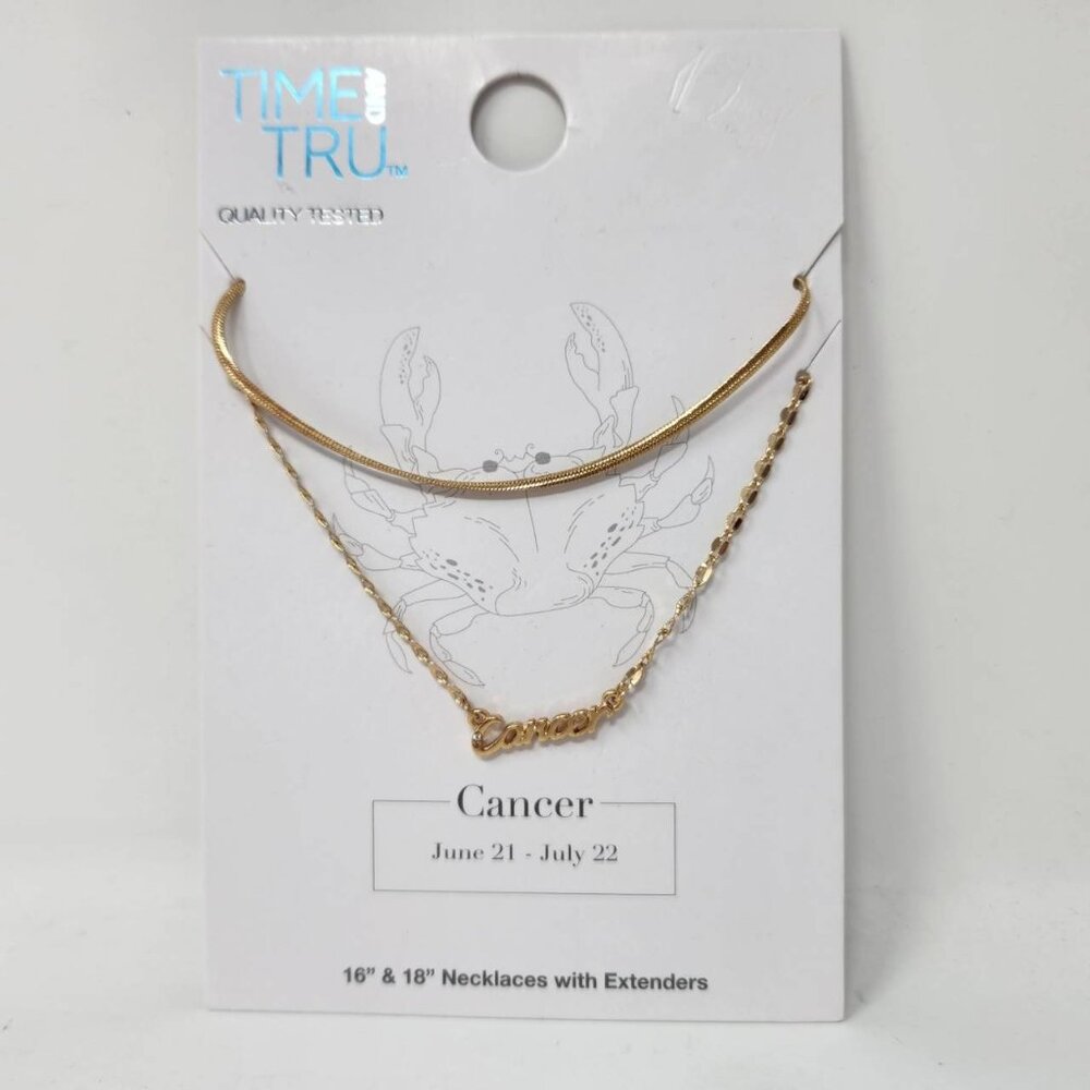 Time And Tru Cancer Zodiac 16" & 18" Gold-Tone Necklaces With Extenders